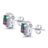 Stud Earrings Wedding Bridal Princess Simulated Cubic Zirconia Solid 925 Sterling Silver