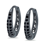 Eternity Huggie Hoop Earrings Channel Round Simulated CZ 925 Sterling Silver (14mm)