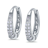 Eternity Huggie Hoop Earrings Channel Round Simulated CZ 925 Sterling Silver (14mm)