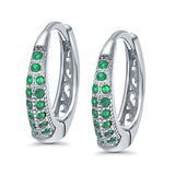 Eternity Huggie Hoop Earrings Channel Round Simulated CZ 925 Sterling Silver (14mm)