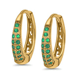 Eternity Huggie Hoop Earrings Channel Round Simulated CZ 925 Sterling Silver (14mm)