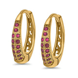 Eternity Huggie Hoop Earrings Channel Round Simulated CZ 925 Sterling Silver (14mm)