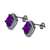 Cushion Cut Stud Earrings Simulated CZ 925 Sterling Silver