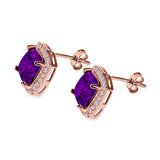 Cushion Cut Stud Earrings Simulated CZ 925 Sterling Silver
