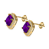 Cushion Cut Stud Earrings Simulated CZ 925 Sterling Silver