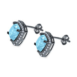 Cushion Cut Stud Earrings Simulated CZ 925 Sterling Silver
