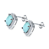 Cushion Cut Stud Earrings Simulated CZ 925 Sterling Silver