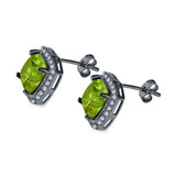 Cushion Cut Stud Earrings Simulated CZ 925 Sterling Silver