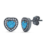 Halo Heart Engagement Lab Opal Earrings Simulated CZ 925 Sterling Silver