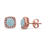 Bridal Engagement Earrings Cushion Lab Opal Simulated CZ 925 Sterling Silver