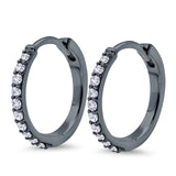 Half Eternity Simulated CZ Round Hoop Earrings 925 Sterling Silver (20mm)