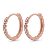 Art Deco Half Eternity Hoop Earrings Simulated CZ Round 925 Sterling Silver (20mm)
