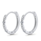 Art Deco Half Eternity Hoop Earrings Simulated CZ Round 925 Sterling Silver (20mm)