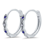 Huggie Hoop Earrings Round Simulated CZ 925 Sterling Silver (14mm)
