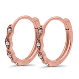 Huggie Hoop Earrings Round Simulated CZ 925 Sterling Silver (14mm)