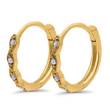 Huggie Hoop Earrings Round Simulated CZ 925 Sterling Silver (14mm)