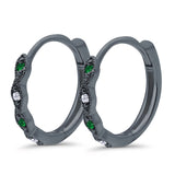 Huggie Hoop Earrings Round Simulated CZ 925 Sterling Silver (14mm)