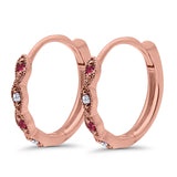 Huggie Hoop Earrings Round Simulated CZ 925 Sterling Silver (14mm)