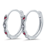 Huggie Hoop Earrings Round Simulated CZ 925 Sterling Silver (14mm)
