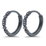 Half Eternity Hoop Earrings Simulated CZ Round 925 Sterling Silver (19mm)
