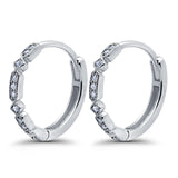 Half Eternity Hoop Earrings Simulated CZ Round 925 Sterling Silver (19mm)