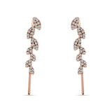 Marquise Leaf Style Fish Hook Threader Earrings Cubic Zirconia 925 Sterling Silver