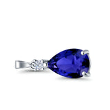 Pear Shape Lab Created Opal Simulated CZ 925 Sterling Silver Charm Pendant (21.5mm)