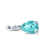 Pear Shape Lab Created Opal Simulated CZ 925 Sterling Silver Charm Pendant (21.5mm)