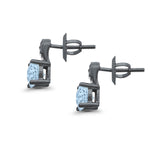 Stud Earrings Wedding Round Simulated CZ 925 Sterling Silver (9mm)