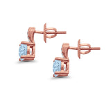 Stud Earrings Wedding Round Simulated CZ 925 Sterling Silver (9mm)
