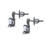 Stud Earrings Wedding Round Simulated CZ 925 Sterling Silver (9mm)