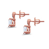 Stud Earrings Wedding Round Simulated CZ 925 Sterling Silver (9mm)