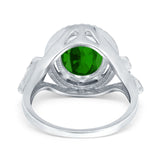 Oval Accent Wedding Engagement Ring Simulated Cubic Zirconia 925 Sterling Silver