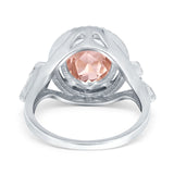 Oval Accent Wedding Engagement Ring Simulated Cubic Zirconia 925 Sterling Silver