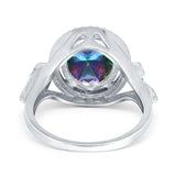Oval Accent Wedding Engagement Ring Simulated Cubic Zirconia 925 Sterling Silver