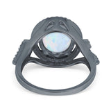 Oval Accent Wedding Engagement Ring Simulated Cubic Zirconia 925 Sterling Silver