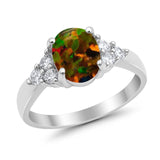 Solitaire Oval Three Stone Simulated Cubic Zirconia 925 Sterling Silver