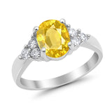 Solitaire Oval Three Stone Simulated Cubic Zirconia 925 Sterling Silver