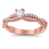 Fashion Solitaire Accent Ring Round Simulated Cubic Zirconia 925 Sterling Silver
