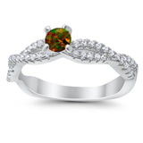 Fashion Solitaire Accent Ring Round Cubic Zirconia 925 Sterling Silver