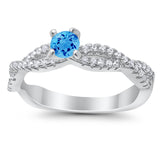 Fashion Solitaire Accent Ring Round Cubic Zirconia 925 Sterling Silver