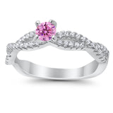 Fashion Solitaire Accent Ring Round Cubic Zirconia 925 Sterling Silver