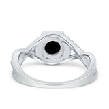 Halo Wedding Engagement Ring Infinity Twisted Shank Round Simulated Cubic Zirconia 925 Sterling Silver