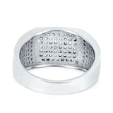Hip Hop Ring Ice Micro Pave Round Eternity Simulated CZ 925 Sterling Silver