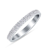 Full Eternity Stackable Double Row Band Round Cubic Zirconia 925 Sterling Silver