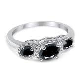 3 Stone Halo Wedding Ring Simulated Cubic Zirconia 925 Sterling Silver