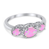 3 Stone Halo Wedding Ring Simulated Cubic Zirconia 925 Sterling Silver