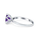 Flower Solitaire Wedding Ring Simulated Cubic Zirconia 925 Sterling Silver