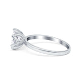 Flower Solitaire Wedding Ring Simulated Cubic Zirconia 925 Sterling Silver