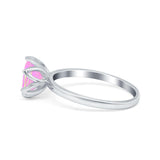 Flower Solitaire Wedding Ring Simulated Cubic Zirconia 925 Sterling Silver